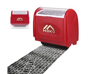 MoKo Almohadilla de rodillos para robo de identidad, recargable, autoentintado ancho, almohadilla de protección de datos, camuflaje para privacidad, datos personales, apagón, rojo grande, rojo