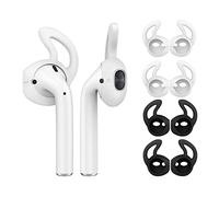 MoKo Almohadillas Auriculares Compatible con AirPods 1ª & 2ª Gen/EarPods [4 PZS], Respuesto de Eartips de Silicona Suave Anti-Slip Gancho de Gel Auriculares Protectivos Accesorios - Blanco + Negro