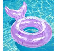 MoKo Anillo de Natación con Asas para Adulto, Flotador de Natación Inflable Portátil con Diseño de Cola de Sirena para Playa Piscina Parque Acuático Fiesta, Morado