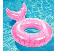 MoKo Anillo de Natación con Asas para Adulto, Flotador de Natación Inflable Portátil con Diseño de Cola de Sirena para Playa Piscina Parque Acuático Fiesta, Rosa