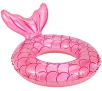MoKo Anillo de Natación, Flotador de Natación Inflable Portátil con Diseño de Cola de Sirena para Playa Piscina Parque Acuático Fiesta, Anillo de Natación de Diámetro 58 cm para Niño Adulto, Oro Rosa