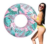 MoKo Anillos de Natación para Adultos Jóven, Flotador Inflable de Piscina de 107CM de Diámetro para Playa Natación Aire Libre Verano, Flotador de Natación Capacidad de Carga 150 kg, Rosa & Hoja Verde