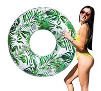 MoKo Anillos de Natación para Adultos Jóven, Flotador Inflable de Piscina de 107CM de Diámetro para Playa Natación Aire Libre Verano, Flotador de Natación Capacidad de Carga 150kg, Blanco & Hoja Verde