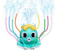 MoKo Aspersor de Agua para Niños, Juguete Rociador de Agua para Niños de Pulpo con 8 Tubos de Aspersor y 2 Abrazaderas para Jardín Patio Césped al Aire Libre, Juguete Aspersor para Niños, Azul Claro