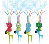 MoKo Aspersor de Agua para Niños, Lindo Juguete Acuático para Exteriores en Forma de Dinosaurios con 4 Mangueras, Juguete Aspersor de Verano para Patio, Césped, Jardín y Piscina, 4 Piezas, 4 Colores