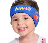 MoKo Banda de Natación Protector de Oídos, Diadema Impermeable Ajustable Elástica Mantenga Tapones, Banda de Neopreno del Pelo de Oreja de Natación para Niño, M, Cangrejo Azul Oscuro-Naranja