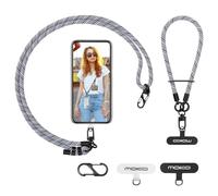 MoKo Bandolera para teléfono, cordón de la muñeca y el iPhone Crossbody con longitud ajustable, correa de teléfono para iPhone y Samsung, con 2 parches de resorte en forma de S, Negro & Blanco