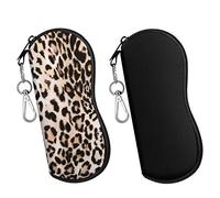 MoKo - Bolsa de gafas de sol (2 unidades, neopreno, funda de almacenamiento de gafas para gafas, marcos, alforja, llaves, lápices, tarjetas, color negro y leopardo