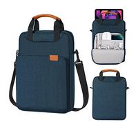 MoKo Bolsa de Hombro para Tableta de 9-11 Pulgada Compatible con iPad Pro 11 2021-2018, iPad 10.2, iPad Air 4 10.9, iPad 9.7, Galaxy Tab A 10.1, Bolsa de Poliéster con Correa de Mano Oculta, Añil