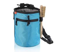 MoKo Bolsa de Magnesio Escalada, Bolsa de Tiza de Magnesio Escalada con Cepillo de Escalada, Magneseras Escalada con 2 Bolsillos Grandes de Cremallera y Cinturón Ajustable para Gimnasia, Azul Claro