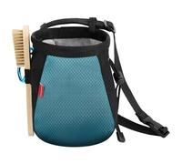 MoKo Bolsillo de Tiza con Cinturón Ajustable y Mosquetón Cordón para Deportes, Bolsa de Magnesio al Aire Libre para Escalada en Roca, Levantamiento de Pesas, Gimnasia, Negro+Azul Claro