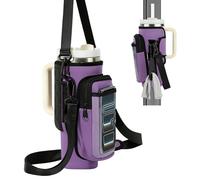 MoKo Bolsa Magnética de Gimnasio con Soporte para Botella, Correa Ajustable y Bolsillo Transparente para Móvil, Organizador Fitness con 5 Imanes, Compatible Stanley, Tumbler, Owala, Morado