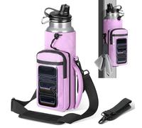 MoKo Bolsa Magnética de Gimnasio, Magnético para Botella con Funda Transparente para Teléfono, Bolsa de Gimnasio Integrada con 4 Imanes para Hombres Mujeres Compatible con la mayoría Botellas, Morado