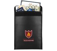 Moko Bolsa para documentos ignífuga, resistente al fuego y al agua, protege tus objetos de valor, documentos, dinero, joyas, cremallera para máxima protección, color negro