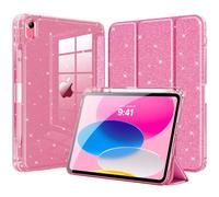 MoKo Brillante Funda para iPad (A16) 11.ª/ 10.ª Gen, Rosa Brillo Purpurina