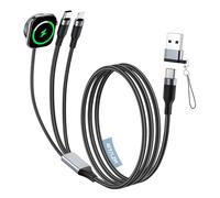 MoKo Cable USB C 3 en 2 para Cargador Apple Watch, Cable de Carga Múltiple Compatible con iPhone/iPad/iWatch Series 11/10/9/8/7/6/5/4/3/2/1/Ultra 3/Ultra 2/Ultra/SE 3/SE 2/SE, 4 pies, Negro