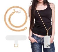 MoKo Cadena Metálica para Móvil, Cordón para Teléfono Universal Correa para Teléfono Móvil Manos Libres Desmontable, Correa Cuello para Viaje Senderismo Desplazamientos Diarios, Pálido Oro