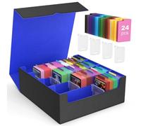 MoKo Caja de Almacenamiento para Tarjetas Coleccionables, 3000+ MTG con 24 Divisores y 4 Soportes, Estuche para Cartas de Juegos Mágicos, YugiOh, TCG, PTG y Tarjetas Deportivas, Negro/Azul