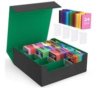 MoKo Caja de Almacenamiento para Tarjetas Coleccionables, 3000+ MTG con 24 Divisores y 4 Soportes, Estuche para Cartas de Juegos Mágicos, YugiOh, TCG, PTG y Tarjetas Deportivas, Verde