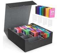 MoKo Caja de Almacenamiento para Tarjetas Coleccionables, 3000+ MTG con 24 Divisores y 4 Soportes, Estuche para Cartas de Juegos Mágicos, YugiOh, TCG, PTG y Tarjetas Deportivas, Negro/Gris