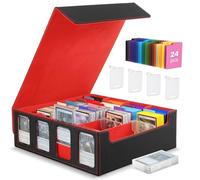 MoKo Caja de almacenamiento para tarjetas intercambiables, más de 3000 MTG con 24 separadores coloridos y 4 partidarios, funda Commander con ventana de visualización, se adapta a tarjetas de juego