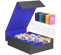 MoKo Caja para Cartas Coleccionables, 3800+ MTG Deck Box con 24 Divisores de Colores y 5 Soportes para Cartas, Caja de 5 Filas para Cartas de Magic, YugiOh, TCG, PTG y Cartas Deportivas, Negro/Azul