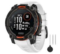 MoKo Caucho Deporte Reloj Correa Compatible con Garmin Instinct 3 Solar 45mm/Instinct 3 Amoled 45mm, Correa de Reloj Ajustable Reemplazo Impermeable Ligero Pulsera, Blanco