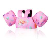 MoKo Chaleco de Natación Niños 9-22,6 kg, Manguitos Flotadores de Natación para Niños con Silbato para Aprender Nadar, Brazaletes de Natación Flotante Niños 3 Años o Más Piscina, Sirena Rosa