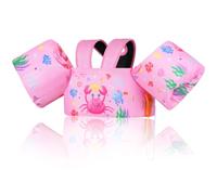 MoKo Chaleco de Natación Niños 9-22,6 kg, Manguitos Flotadores de Natación para Niños con Silbato para Aprender Nadar, Brazaletes de Natación Flotante Niños 3 Años o Más, Cangrejo Rosa