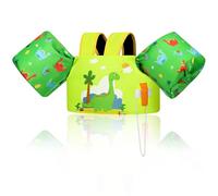 MoKo Chaleco de Natación Niños 9-22,6 kg, Manguitos Flotadores de Natación para Niños con Silbato para Aprender Nadar, Brazaletes de Natación Flotante Niños 3 Años o Más, Dinosaurio Verde Amarillento