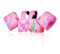 MoKo Chaleco de Natación Niños 9-22,6 kg, Manguitos Flotadores de Natación para Niños con Silbato para Aprender Nadar, Brazaletes de Natación Flotante Niños 3 Años o Más Piscina, Estrella de Mar Rosa