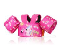 MoKo Chaleco de Natación Niños 9-22,6 kg, Manguitos Flotadores para Niños con Silbato para Aprender Nadar, Brazaletes Flotante, Rosa Intenso y Unicornio