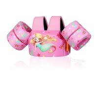 MoKo Chaleco de Natación para Niños, Brazo Flotadores para Niños y Niñas 22-66 lbs, Alas de Natación de Dibujos Animados, Chalecos Flotadores de Piscina para Aprender a Nadar, Rosa Perla Sirena