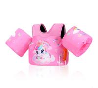 MoKo Chaleco de Natación para Niños, Flotadores de Brazo para Niños de 20-50 lbs, Flotadores de Agua con Silbato de Emergencia, Bonitos de Brazo, Rosa Claro & Unicornio con Corona