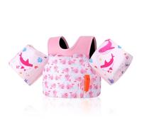 MoKo Chaleco de Natación para Niños, Flotadores de Brazo para Niños de 20-50 lbs, Flotadores de Agua con Silbato de Emergencia, Bonitos Flotadores de Brazo para Piscina Playa, Ballena Rosa