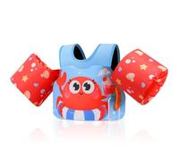 MoKo Chaleco de Natación para Niños, Flotadores de Brazo para Niños de 20-50 lbs, Flotadores de Agua con Silbato de Emergencia, Bonitos de Brazo para Piscina, Azul & Helado y Cangrejo