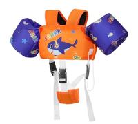 MoKo Chaleco Flotante de Natación para Niños, Manguito Flotador para Niños con Correa Ajustable para Niños de 20-50 lbs, Flotador de Piscina Aprender a Nadar Piscina Playa, Naranja Azul Tiburón