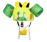 MoKo Chaleco Flotante de Natación para Niños, Manguito Flotador para Niños con Correa Ajustable para Niños de 20-50lbs, Flotador de Piscina Aprender a Nadar Piscina Playa, Dinosaurio Verde Amarillento