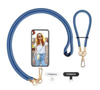 MoKo Cordón para Teléfono, Cordón Ajustable para Teléfono Móvil con Correa para Muñeca, Correa para Cuello para Móvil, Cordón para Móvilx1, Correa para Muñecax1, Parche para Cordónx2, Azul Lago