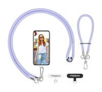 MoKo Cordón para Teléfono, Cordón Ajustable para Teléfono Móvil con Correa para Muñeca, Correa para Cuello para Móvil, Cordón para Móvilx1, Correa para Muñecax1, Parche para Cordónx2, Morado Claro