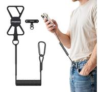 MoKo Correa Antirrobo para Móvil Retráctil, Lanyard de Seguridad con Mosquetón con Bloqueo, Pestaña Metálica 360° con Silicona, para Teléfonos hasta 6,8”, Pesca Esquí Viaje, Negro