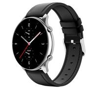MoKo Correa Compatible con Amazfit Balance/Bip 5/GTR 2/2e/3/3 Pro/4/GTR 47mm/Cheetah Round/Pro/Stratos 2/3, 22mm Pulsera Deportiva de Repuesto de Cuero y Silicona Híbrido para Hombre Mujer, Negro