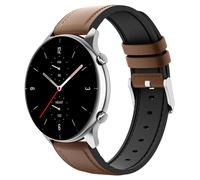 MoKo Correa Compatible con Amazfit Balance/Bip 5/GTR 2/2e/3/3 Pro/4/GTR 47mm/Cheetah Round/Pro/Stratos 2/3, 22mm Pulsera Deportiva de Repuesto de Cuero y Silicona Híbrido para Hombre Mujer, Marrón