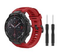MoKo Correa Compatible con Amazfit T-Rex/T-Rex Pro Smartwatch, Pulsera Deportiva de Repuesto de Silicona Suave con Herramientas, Rojo