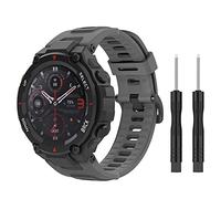 MoKo Correa Compatible con Amazfit T-Rex/T-Rex Pro Smartwatch, Pulsera Deportiva de Repuesto de Silicona Suave con Herramientas, Gris Oscuro