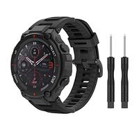 MoKo Correa Compatible con Amazfit T-Rex/T-Rex Pro Smartwatch, Pulsera Deportiva de Repuesto de Silicona Suave con Herramientas, Negro