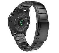 MoKo Correa Compatible con Fenix 3/3 HR/5X/5X Plus/6X/6X Pro/Quatix 6X Solar/Descent Mk2i/Mk2/Mk1/Tactix Bravo/Charlie/Delta, Pulsera de Repuesto de Metal de Acero Inoxidable - Negro