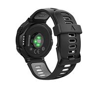 MoKo Correa Compatible con Forerunner 735XT/220/230/235/235 Lite/620/630/Approach S20/S6/S5, Pulsera de Silicona Respirable y Reemplazable, Banda de Reloj Deportivo con Cierre - Negro y gris