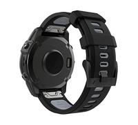 MoKo Correa Compatible con Garmin Fenix 7/7 Pro/6/6 Pro/5/5 Plus/Instinct Solar/Instinct 2/Forerunner 965/955/945, Quick Fit 22mm Pulsera de Repuesto de Silicona Suave Bicolor, Negro/Gris