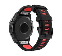 MoKo Correa Compatible con Garmin Fenix 7/7 Pro/6/6 Pro/5/5 Plus/Instinct Solar/Instinct 2/Forerunner 965/955/945, Quick Fit 22mm Pulsera de Repuesto de Silicona Suave Bicolor, Negro/Rojo